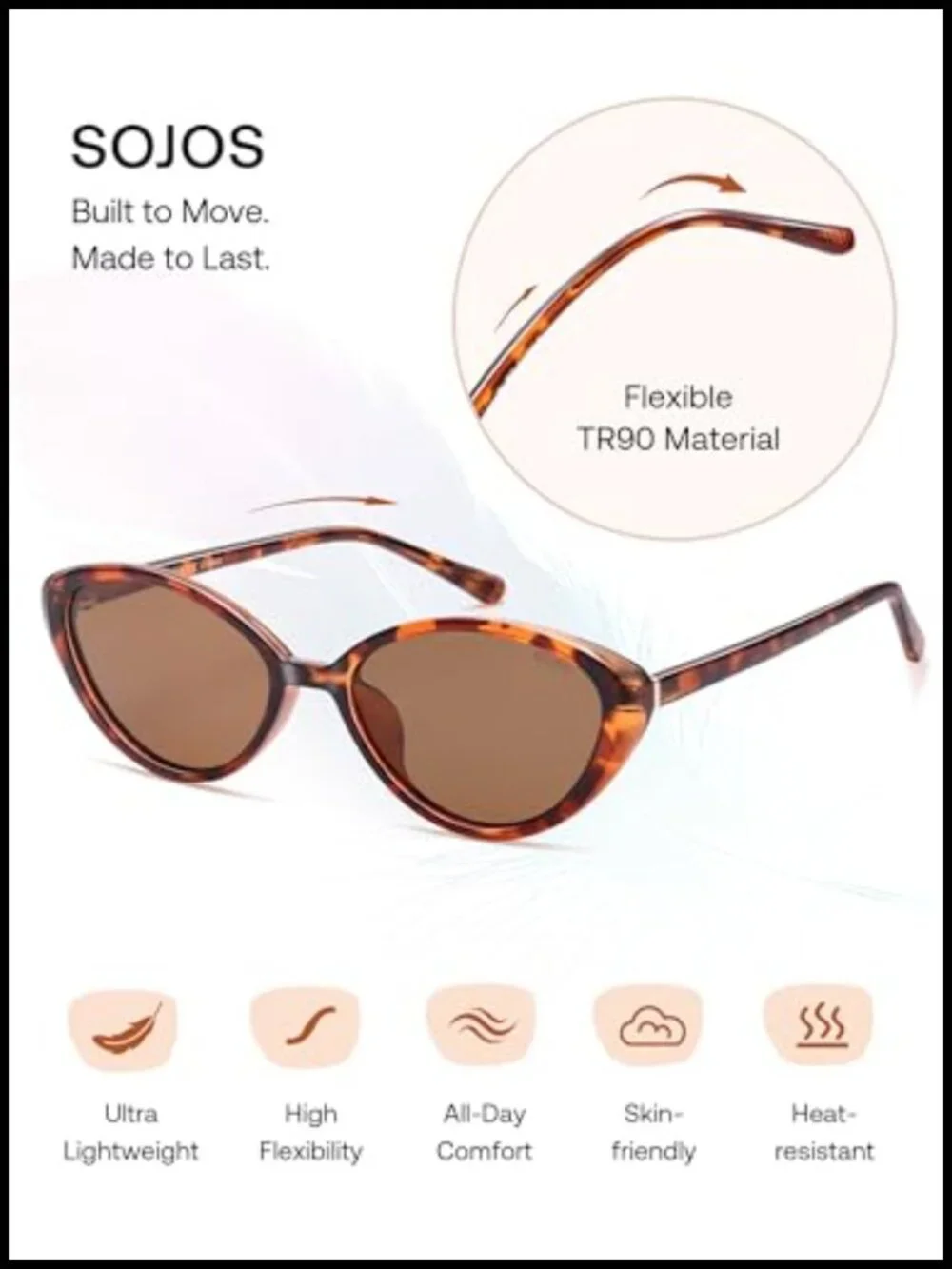 Retro Cat Eye Oval Sunglasses Polarized TR90 Ultralight UV400 Protection